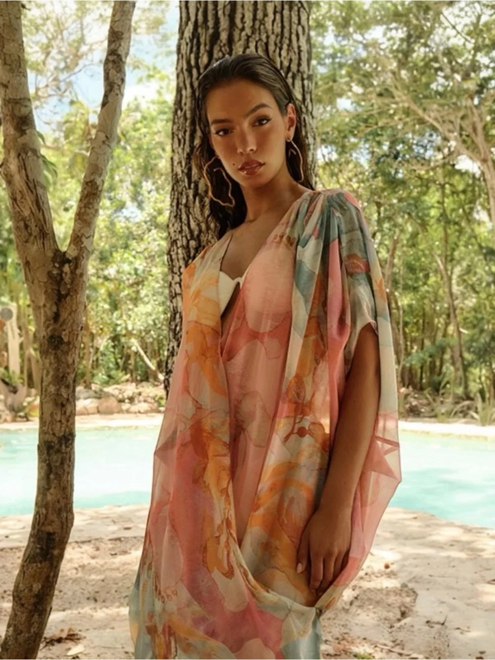 NWT Andrea Iyamah Adi Kaftan Dress or Cover Up Size S / M - Picture 3 of 12